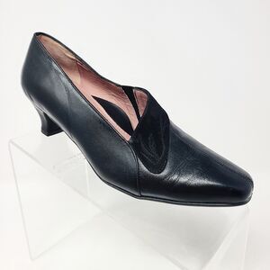 Beautifeel Womens Black Leather Comfort 1.5" Heels Pumps Size 7.5 EU 38 Isreal